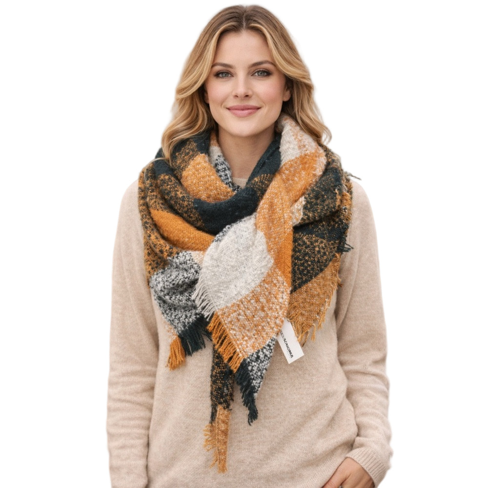Sonoma Plaid Triangle Scarf With Fringe